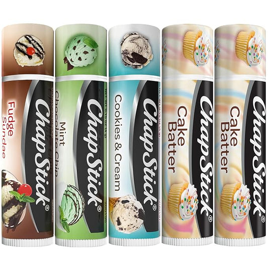 ChapStick Lip Care Bundle – Ice Cream Classics + Cake Batter Lip Balm, 0.15 Ea (5 Piece Set)