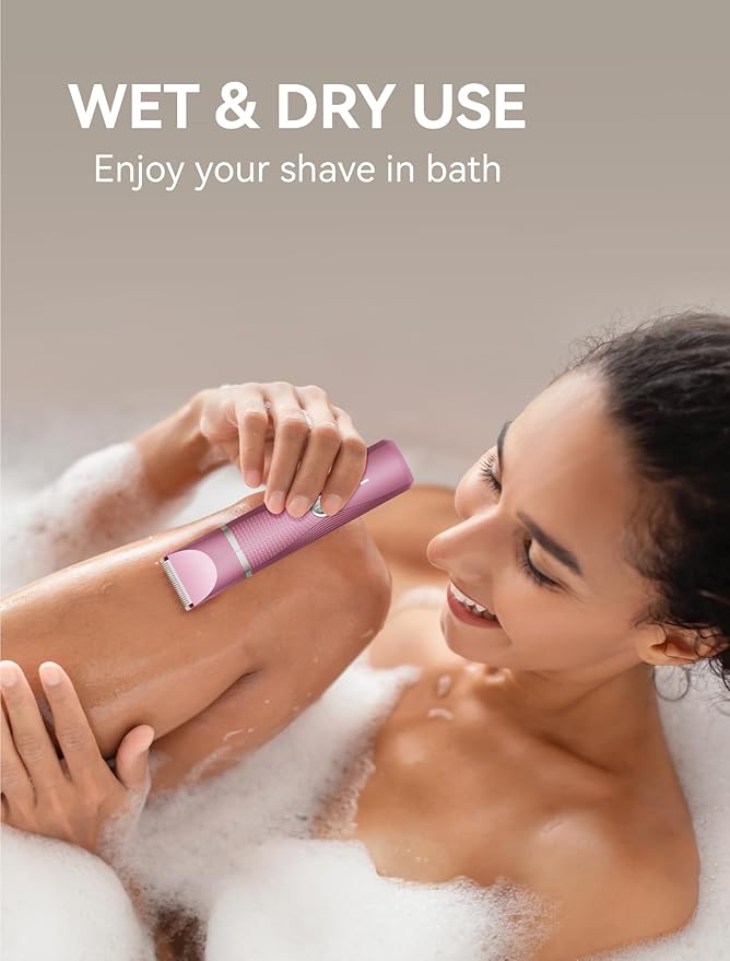 3-in-1 Electric Razor for Women - Waterproof Bikini Trimmer,Rechargeable Electric Shaver for Lady,Pubic Hair Trimmer Women,Personal Trimmer Groomer for Body Hair (Rose Red, RR-1)