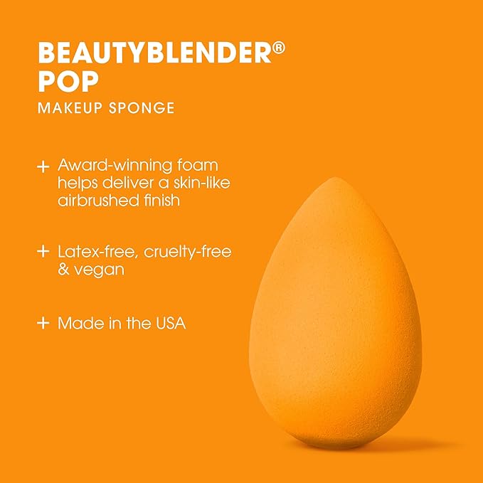 Beautyblender® | Pop Beauty Blender Makeup Sponge, Super-Soft Foam Easily Blends Foundations, Powders & Creams, Made in USA, Reusable, Washable, Streak Free Application, Vegan, Cruelty Free
