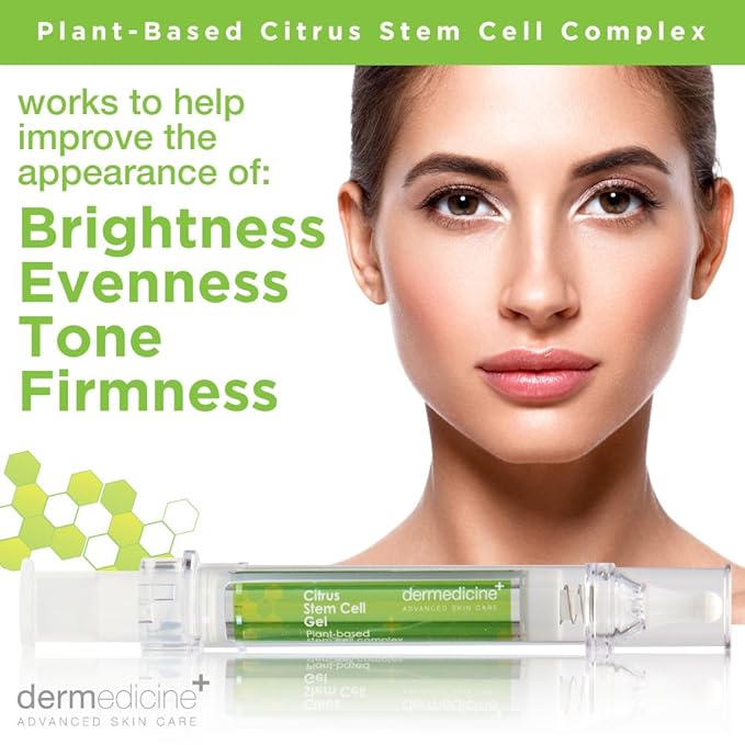 Citrus Stem Cell Gel for Face in Easy to Use targeted Syringe applicator | with Vitamin C, Retinol, Ceramides, Fruit Stem Cell Extract | May Help Hydrate, Firm and Brighten Skin | 0.4 oz / 12 g