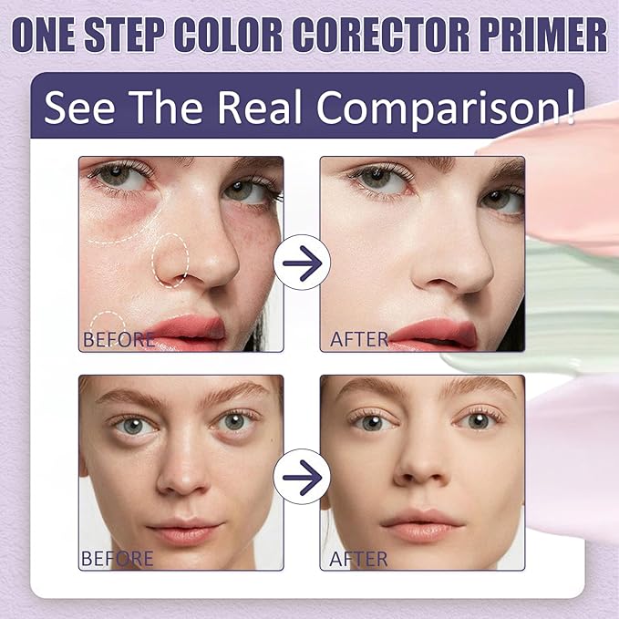Primer for Face Before Makeup,One Step Color Corector Primer,SPF 50 PA+ 3 In 1 Sunscreen Isolation Cream,Color Correcting Facial Serum Oil Control & Moisturizing Skin Tone,Tinted Moisturizer with Spf