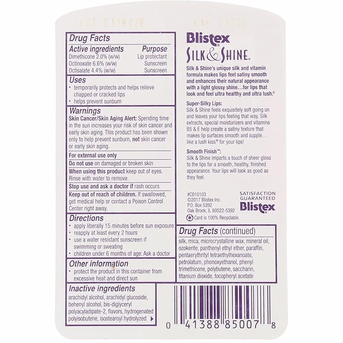Blistex Silk & Shine Lip Moisturizer 0.13 oz Pack of 6 (NO SPF)