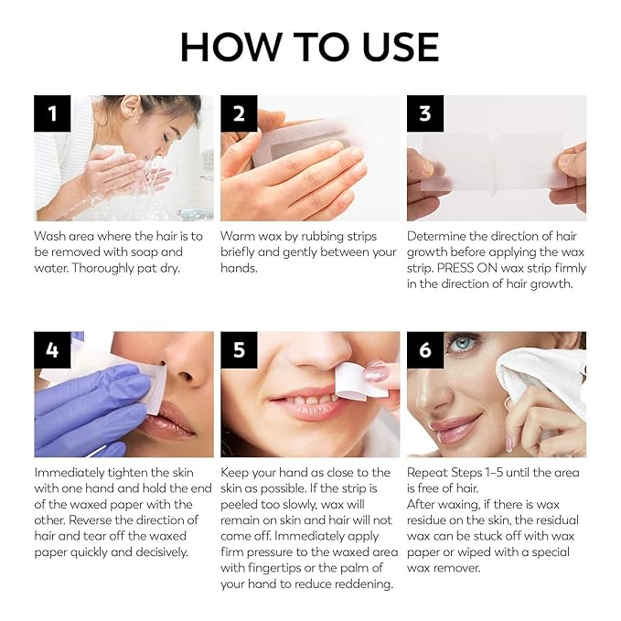 ShineMore Facial Wax Strips for hair removal - Hypoallergenic for All Skin Types - - Gentle and Fast-Working for Face, Eyebrow, Upper Lip, and Chin (40 Women Wax Strips + 4 Calming Oil Wipes NATURE NATION Ingredients )