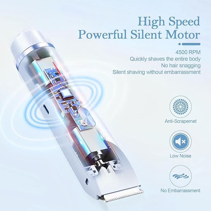 Dermave Bikini Shaver 2.0, 2025 New Glow Aura Bikini Trimmer for Women, 2 in 1 Dual Head Electric Razors for Women, IPX7 Waterproof Wet & Dry Electric Shaver, Rechargeable Portable Body Shaver (Blue)