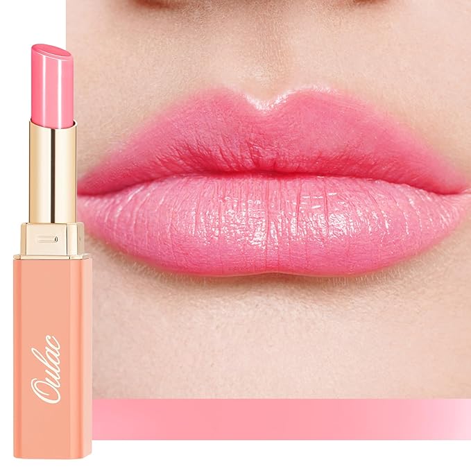 Oulac Shine Pink Lipstick for Women, 2 in 1 Glossy Light Pink Tinted Lip Balm, Hydrating Lipstick for Dry Lips, Moisture Shine Juicy Finish Vegan 2.2g/0.07oz (26)