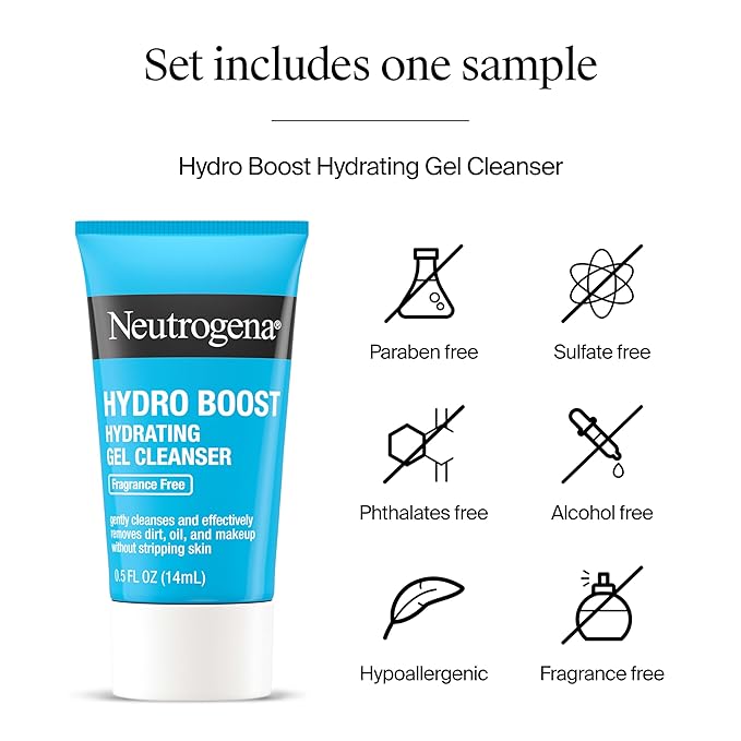 Neutrogena Hydro Boost Hyaluronic Acid Hydrating Face Moisturizer With SPF 50, Fragrance Free Facial Moisturizer, 1.7 fl. oz, & Trial Size Hydro Boost Facial Cleanser, 0.5 fl. oz