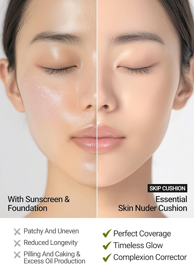JUNG SAEM MOOL Essential Skin Nuder Cushion 01 Fair 0.98 Fl Oz, Refill Included, SPF 50 Broad Spectrum, Natural Radiant Finish, Lightweight Hydrating Coverage, Korean Cushion Foundation Makeup