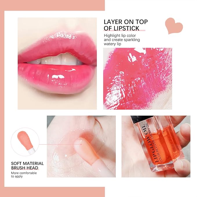 Lip Oil Hydrating Tinted Lip Balm, Plump Lip Gloss Lip Care Transparent Toot Lip Oil Tinted, Glass Lip Glow Oil Fresh Texture & Non-sticky, Nourishing Repairing Lightening Lip Lines Lip Care (001#)