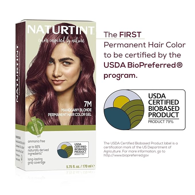 Naturtint 7M Mahogany Blonde Permanent Hair Color (Pack of 6), Ammonia Free, Vegan, Cruelty Free, up to 100% Gray Coverage, Long Lasting Results (Packaging may vary)