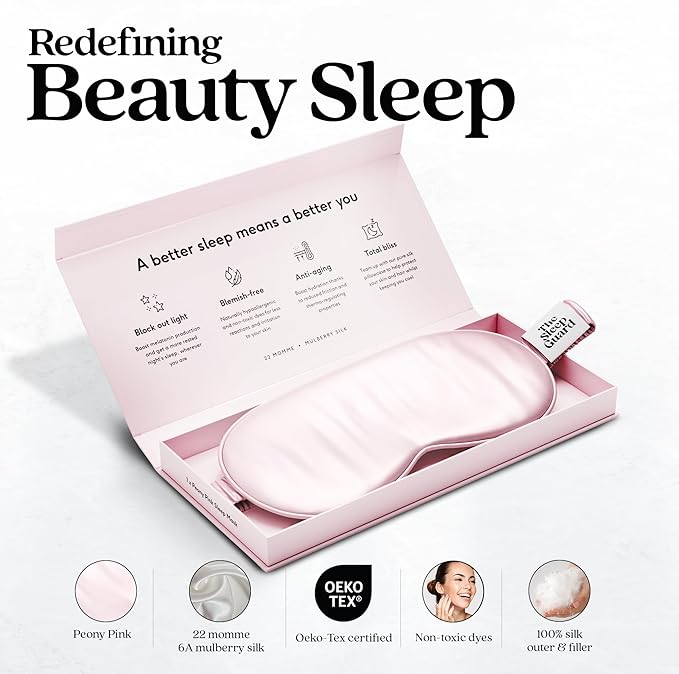 Pure Silk Sleep Mask [100% 6A Mulberry Silk, 22 Momme] Light Blocking Travel Essentials. Eye Masks for Sleeping. Black Oeko-Tex Blindfold. Eye Covers for Men & Women