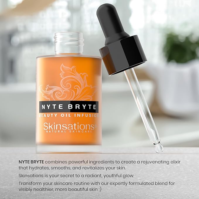 Skinsations - Retinol Face Oil Infusion - NYTE BRYTE - Anti-Aging, Collagen Boosting, Antioxidant Protection, Skin Care - Retinol, Plum Kernel Oil, Sea Buckthorn, Wheat Germ Oil, Vitamin A, Vitamin E
