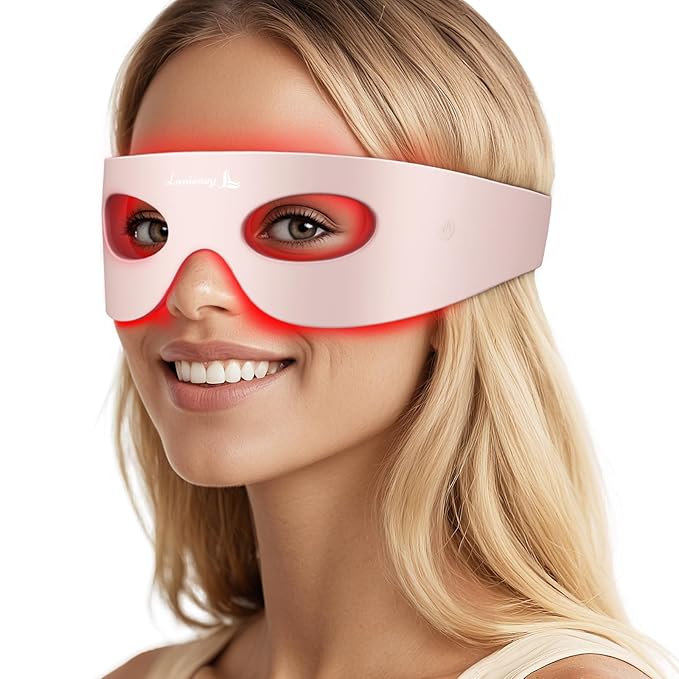 Red Light Therapy for Eyes, Wireless Under-Eye Red Light Therapy Mask with Timing Function, 3 Modes with Near-Infrared, Rechargeable Mask for Home Skincare