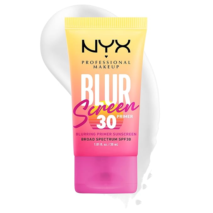 NYX PROFESSIONAL MAKEUP Blurscreen SPF 30 Primer, 3-in-1 Blurring Makeup Primer with Sunscreen, Vegan Formula with No White Cast or Greasy Feeling