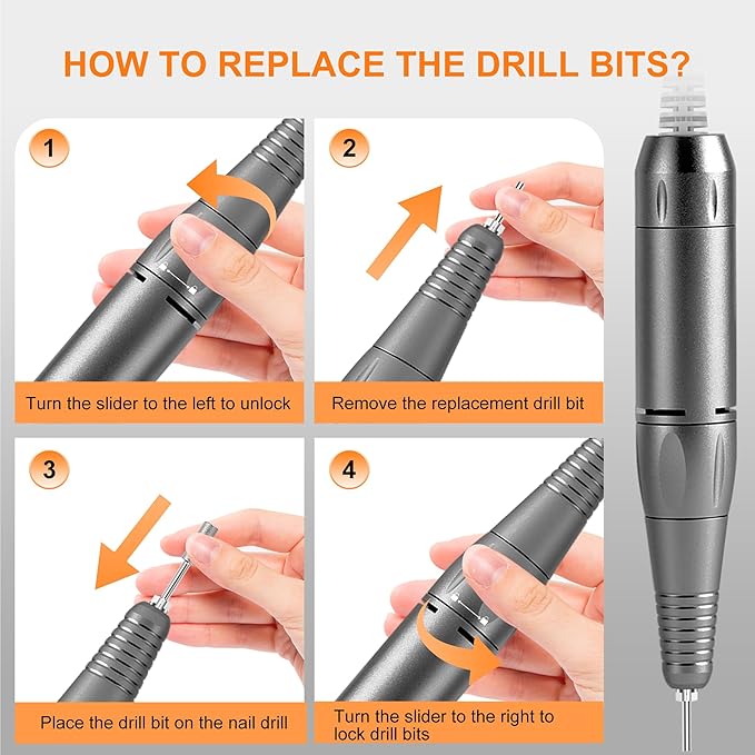 Professional Electric Nail Drill File:COSYGLOW Glitter Portable Cordless E-File Nail Drill Kit with 11 Drill Bits,30000 RPM Rechargeable Nail Drills Machine for Acrylic Nails Gel Polishing(Black)