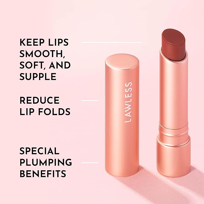 Lawless Forget the Filler Lip Plumping Line Smoothing Tinted Balm - Sugarplum - Premium Tinted Lip Balm with Natural Ingredients to Plump and Smooth Lips for a Firmer, Fuller Look - 0.09 oz