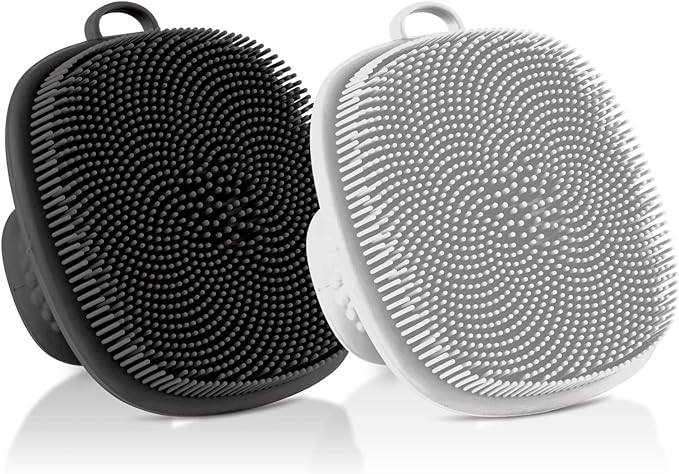 VWMYQ 2 Pack Face Scrubber, Silicone Face Wash Brush - Manual, Waterproof Facial Cleansing & Exfoliating Brushes
