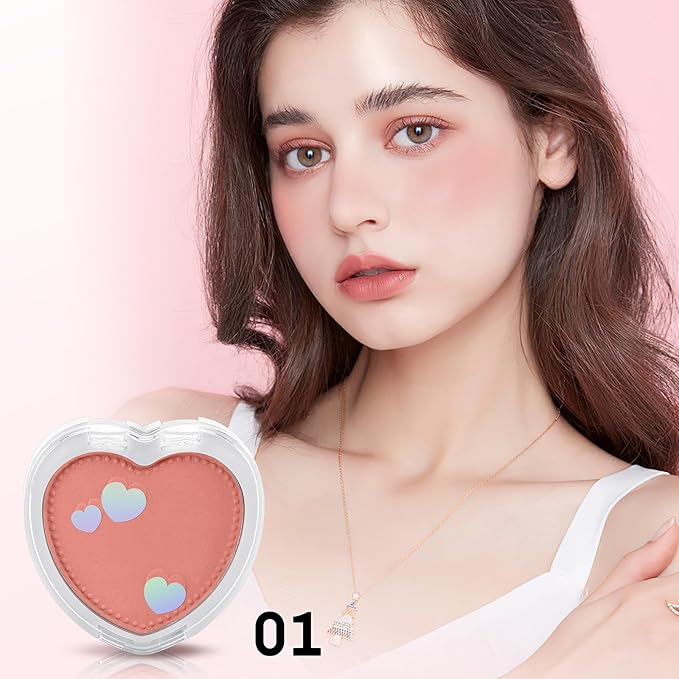 Boobeen Powder Blush Matte Pressed Blush Palette, Highly Pigmented Cream Pink Blusher for Cheeks, Blusher Compact Powder Makeup Lightweight Easily Blends, Single Color Rouge Powder