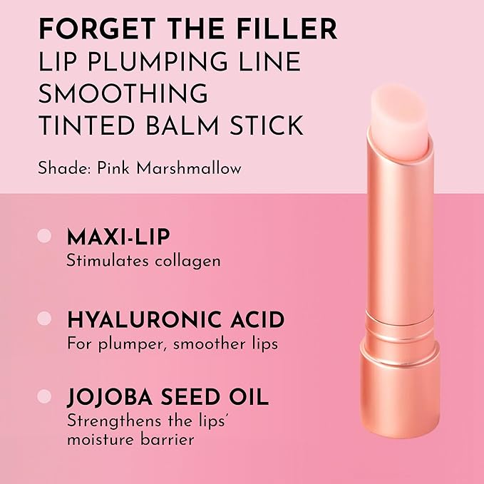 LAWLESS Forget the Filler Lip Plumping Line Smoothing Tinted Balm - Pink Marshmallow - Premium Tinted Lip Balm with Natural Ingredients to Plump and Smooth Lips for a Firmer, Fuller Look - 0.09 oz