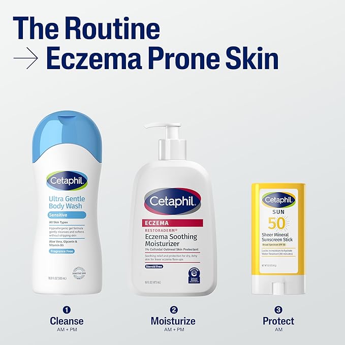 CETAPHIL ECZEMA RESTORADERM Soothing Moisturizer, For Eczema Prone Skin, 16 oz, Fewer Symptom Flare-Ups, 48 Hour Hydration, 1% Skin Protectant Colloidal Oatmeal, Steroid Free, Doctor Recommended Brand