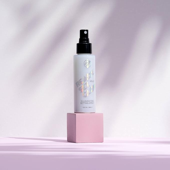 W7 Ready Set Glow Trio - 3 Piece Set - Makeup Setting Spray - Shimmer Finish - Long-Lasting, Ultra-Fine Formula (Rose Gold, Gold & Holo)