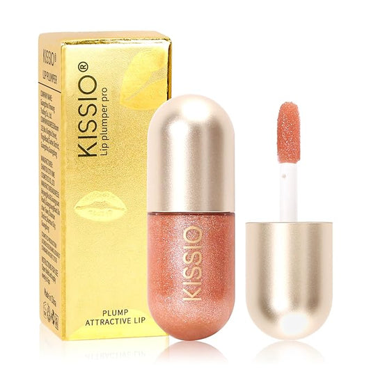 KISSIO Lip Plumper,Color Lip Plumper Gloss,Lip Enhancer,Plant Extracts Plumping Lip Serum,Moisturizing Lip Gloss for Fuller Lips and Hydrated Beauty Lips 5.5ml (03 Lakeside)
