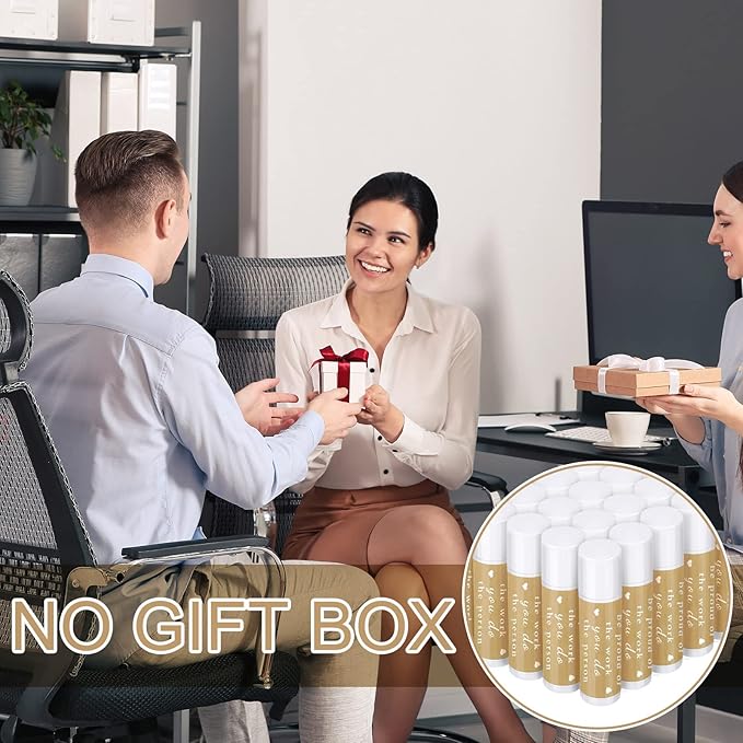 Demissle Thank You Gifts for Coworker Lip Balm Bulk Set Inspirational Appreciation Gifts Leaving Farewell Gifts Vanilla Ingredients Lips Care Products for Friends Teacher Worker Employee (36 Pcs)