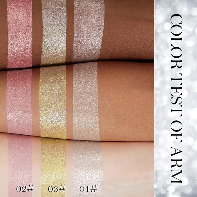 Erinde White Silver Face Highlighter Makeup Palette, Shimmer Glitter Highlighter Powder for Face Body, Natural Glossy Highlight Makeup Illuminator Highlighter Palette, Long-Lasting, Lightweight, 01#