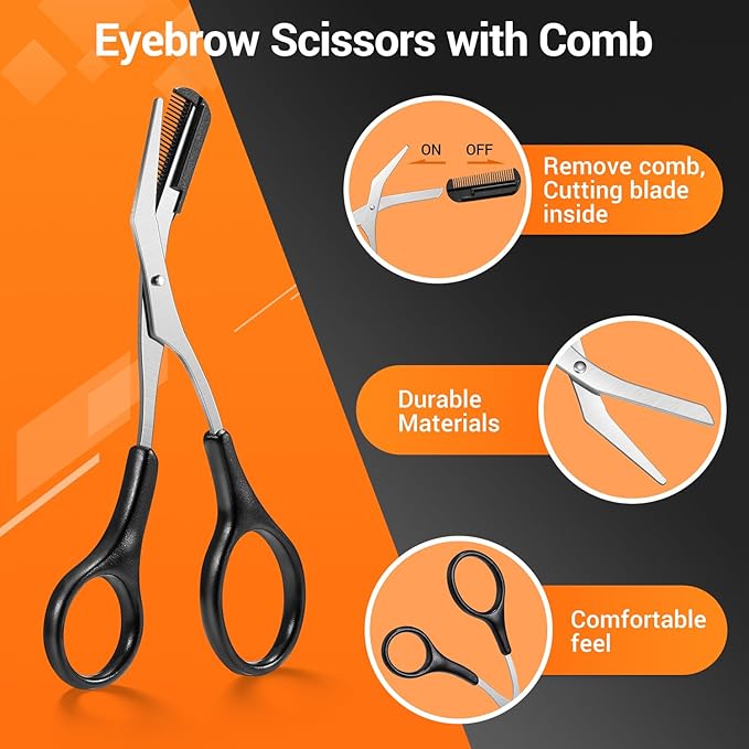 TsMADDTs Tweezers for Men, 8 in 1 Professional Eyebrow Tweezers Kit with Eyebrow Trimmer & Scissors, Razor, Brush, Skin Care Tools