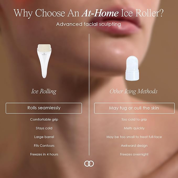 The Ice Roller by Project E Beauty | Cryotherapy Treatment | Facial Massage | Reduce Under Eye Puffiness, Dark Circles | Muscle Soreness Pain Relief Redness