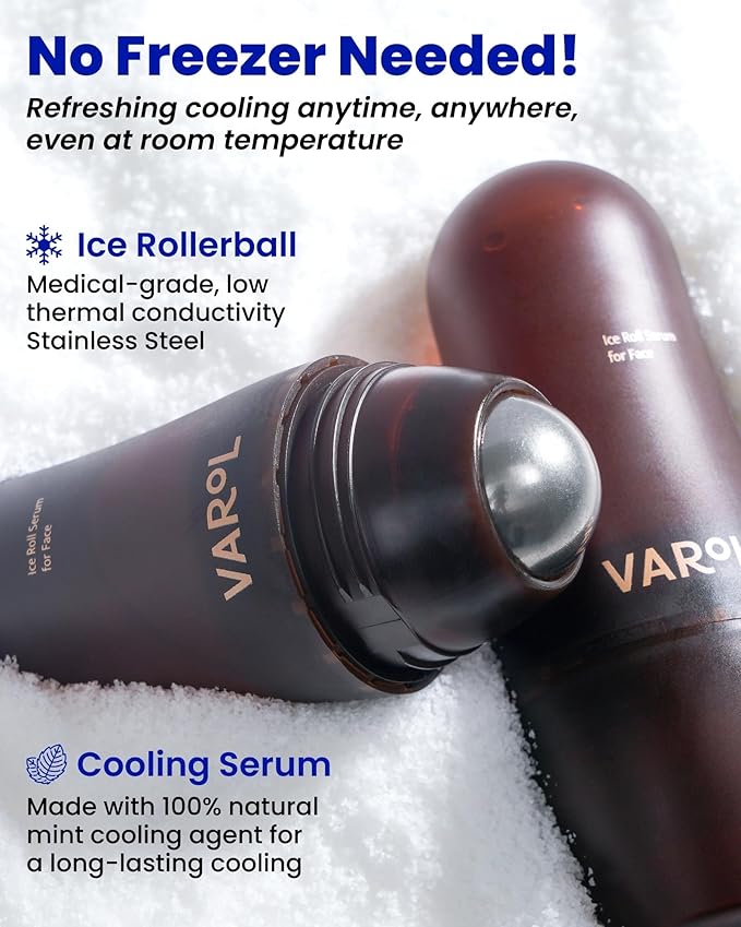 Ice Roll Serum | Cooling & Hydrating Roll-On Serum for Face, Puffy Eyes, Bakuchiol & Collagen for Firming & Wrinkles, Facial Roller for Depuffing, Under Eye Bag Treatment | Korean Skin Care