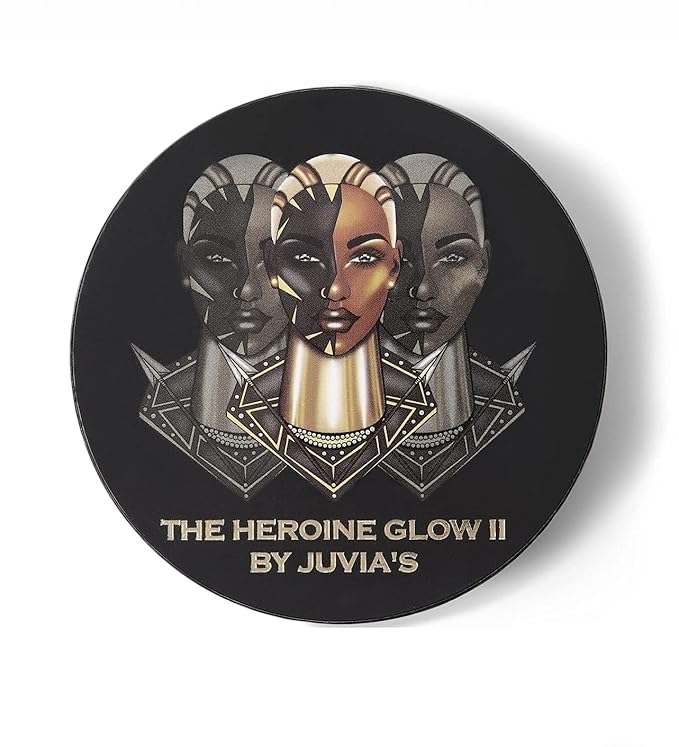Juvia's Place Highlighter Heroine Glow II - Highlighter Powder, Baked Highlighter, Shimmer Highlighter Makeup, Long-Wearing & Illuminating Cheek Highlighter - Suitable for all skin tones