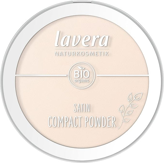 lavera Satin Compact Powder -Light 01- nude - almond oil & rice powder - Vegan - matting - long-lasting - Velvety texture 0.32 Fl Oz