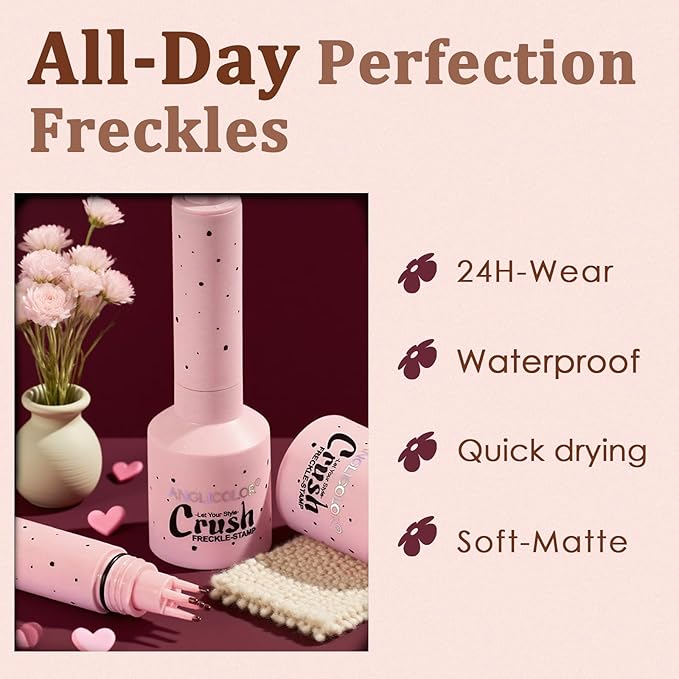 Faux Freckle Pen Waterproof – Faux Freckles Maker for Natural Sun-Kissed Look, Quick-Dry & Long-Lasting, Easy One-Press Application, Cute & Trendy Gift for Women & Girls - 02 Medium