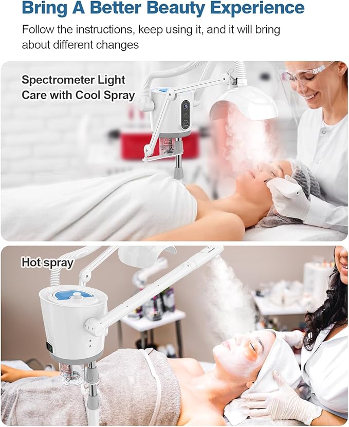 Kingsteam Professional Hot and Cold Facial Steamer，Nano Water Mist, Large Capacity Steam, 30 Min Timer, Deep Cleansing, Designed for Beauty Salon, Skin Clinic, Professional Salon, Home