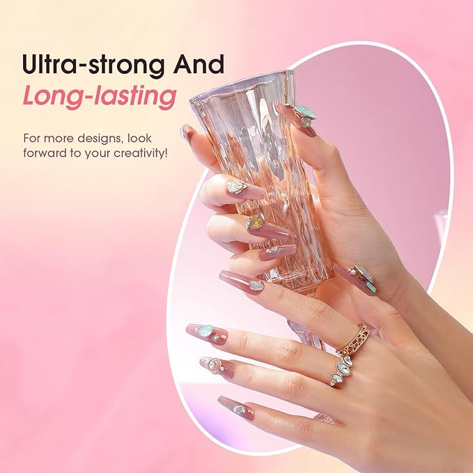 ROSALIND Poly Nail Gel Kit -8 Colors + White Brown Accessories Clear Nude Poly Nails Gel Starter Kit With Slip Solution Nude Pink Extensions Set with Mini UV Lamp