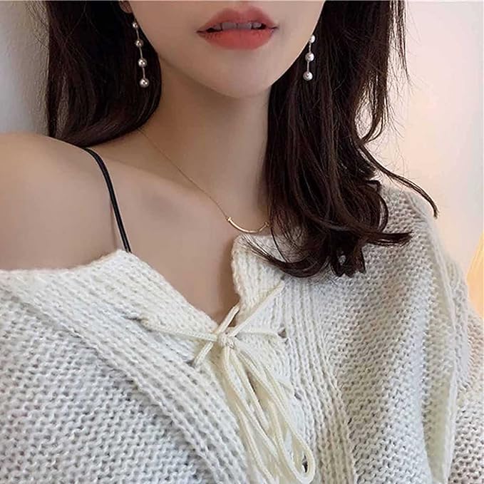 Boho Pearl Dangle Earrings Gold Pearl Drop Stud Earrings Long Pearl Tassel Earrings Vintage Pearl Linear Earrings Jewelry for Women and Girls