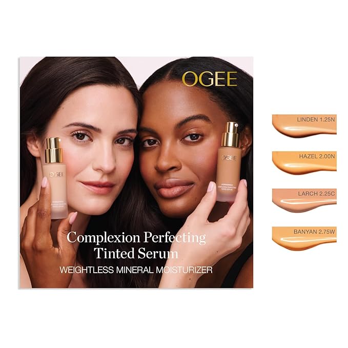 Ogee Complexion Perfecting Liquid Foundation - Lightweight Tinted Moisturizer For Face (Hazel 2.00N - Light, Golden Undertones) - with Vitamin C & Jojoba Oil - Certified Organic & Made in USA