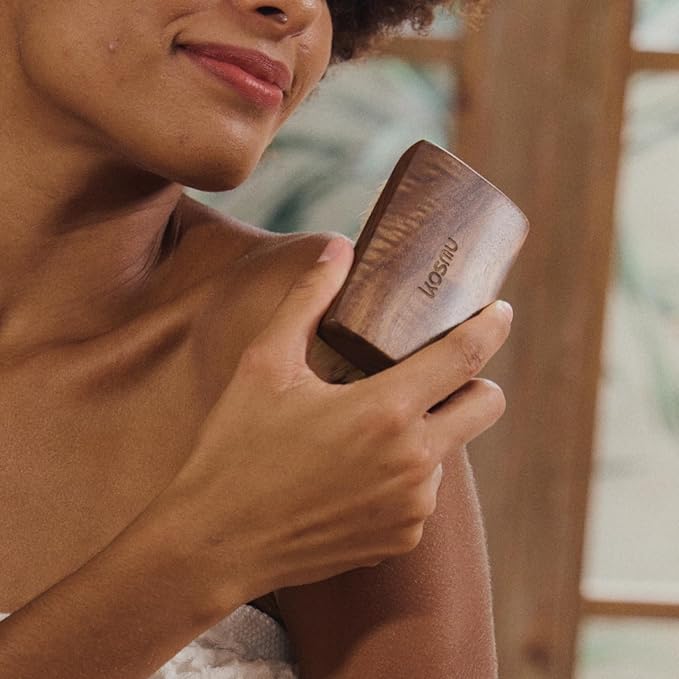 Luxury Natural Walnut Wood Boar Bristle Body Brush | Exfoliating & Detoxifying for All Skin Type | Sweeps Away Dead Skin Cells for Luminous, Smooth Skin | for Wet and Dry Use (Body Brush Set)