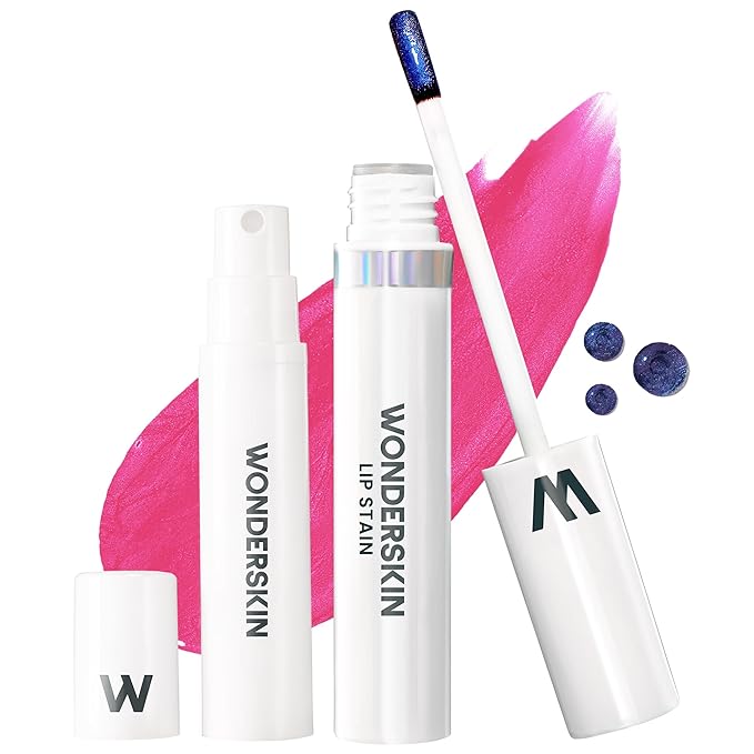 Wonderskin Wonder Blading Lip Stain Peel Off and Reveal Kit - Long Lasting, Waterproof Pink Lip Tint, Transfer Proof Natural Lip Stain Kit (Neon Rose)