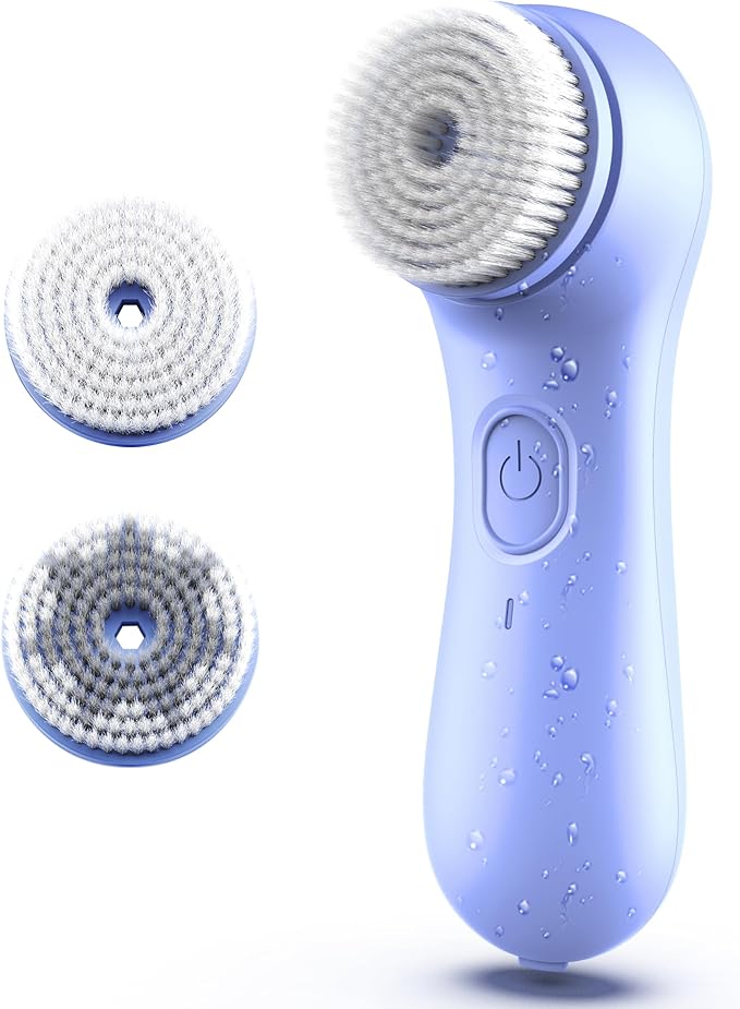 NågraCoola Electric Facial Cleansing Brush – Rechargeable Waterproof Face Scrubber for Women & Men, 2 Brush Heads for Deep Pore Cleansing & Gentle Exfoliation, 3 Speeds, Auto-Timer