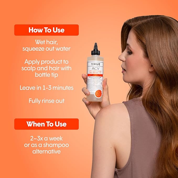 dpHUE Apple Cider Vinegar Hair Rinse Lite, 20 oz - Shampoo Alternative, Scalp Cleanser & Post Workout Rinse - Won’t Weigh Fine Hair Down - Removes Buildup & Sweat