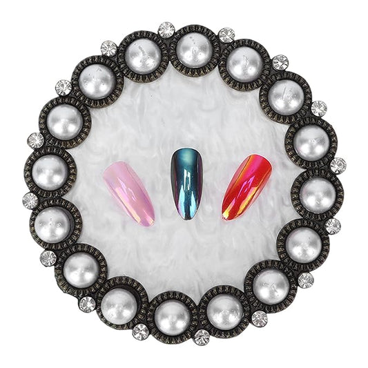 Polish Mix Palette, Resin Nail Art Display Board Cosmetic Nail Mixing Palette Color Mixing Nail Art Tips Display Plate(Copper)