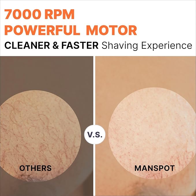 MANSPOT Manscape Groin & Body Hair Trimmer for Men, Electric Ball Pubic Trimmer Shaver,Manscape Kit with 4 Guard,Replaceable Ceramic Blade Heads,Waterproof Wet/Dry Shaver,90 Minutes Shaving