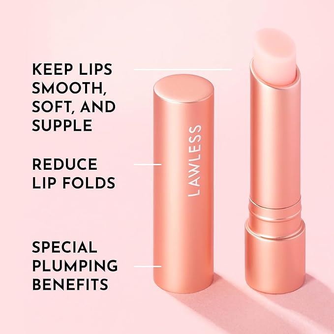 LAWLESS Forget the Filler Lip Plumping Line Smoothing Tinted Balm - Pink Marshmallow - Premium Tinted Lip Balm with Natural Ingredients to Plump and Smooth Lips for a Firmer, Fuller Look - 0.09 oz