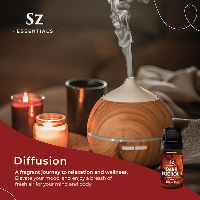 – 5-Year Aged Dark-Patchouli – Premium Essential Oil – Deep, Earthy Aroma | 100% Pure for Aromatherapy, Wellness & Natural Perfumery – DIY | Therapeutic Grade & Vegan – 0.17 fl oz.