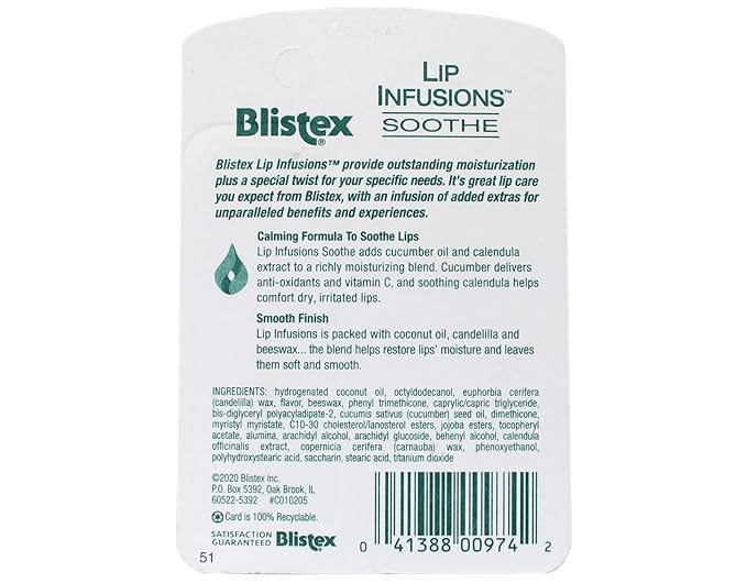 Blistex Lip Infusions Soothe Lip Moisturizer 0.13 Ounce (3 Pack)