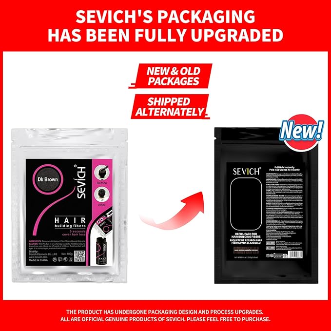 SEVICH Hair Fibers Refill 100g - Compatible with Most Brand Bottles | Hair Building Fibers for Thinning Hair | Instant Thickening Powder for Men & Women | 5-Second Natural Coverage,Light Brown