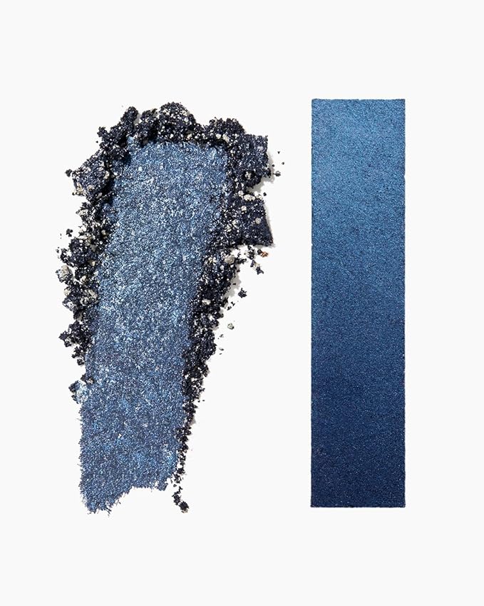 MAKE Beauty Multi-Chromatic Eye Shadow. Metal Reflecting Luminous Foil Finish Creamy, Buildable, Dimensional Long-wear, Crease-proof Powder Eyeshadow, Multichrome Shade - Spark, Navy Blue