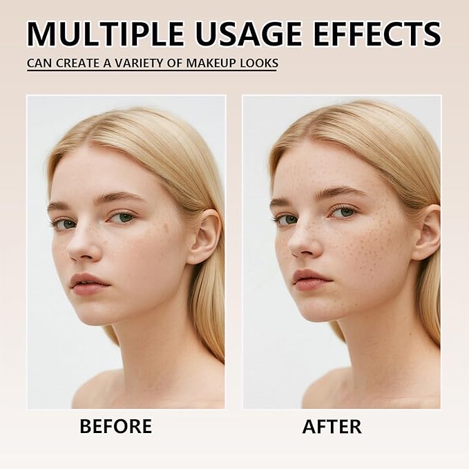 Freckle Stamp Pen, Waterproof Fake Freckles Makeup Tool, Upgrade Liquid Faux Freckles Pen, Quick-Dry, Long-Lasting, Lifelike, Natural Sunkissed Makeup, with Multi-Prong Precision Stamp Head (Light)