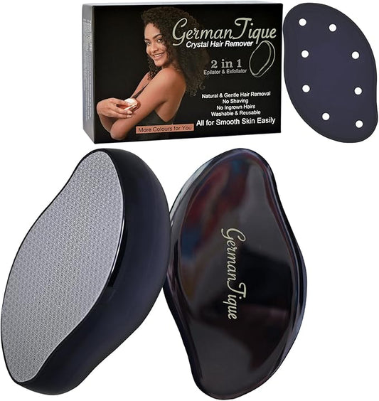 Crystal Hair Eraser,Natural Crystal Hair Remover,Reusable Painless Nano Glass Hair Removal Device Without Shaver,Gentle Crystal Epilator and Exfoliator for Soft Silky Skin(Black)